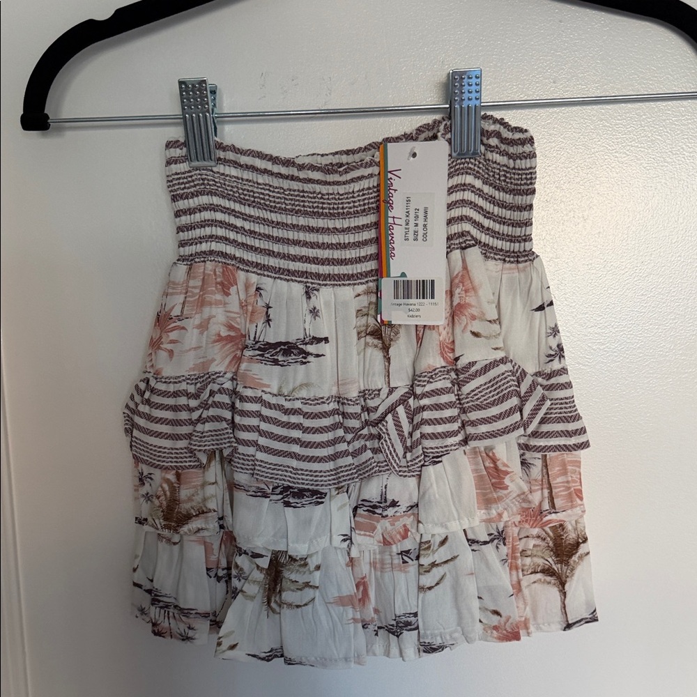 Vintage Havana Striped and Floral Tiered Skirt